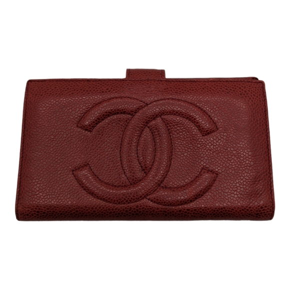 CHANEL Other - Chanel Caviar Leather Red/Burgundy Wallet